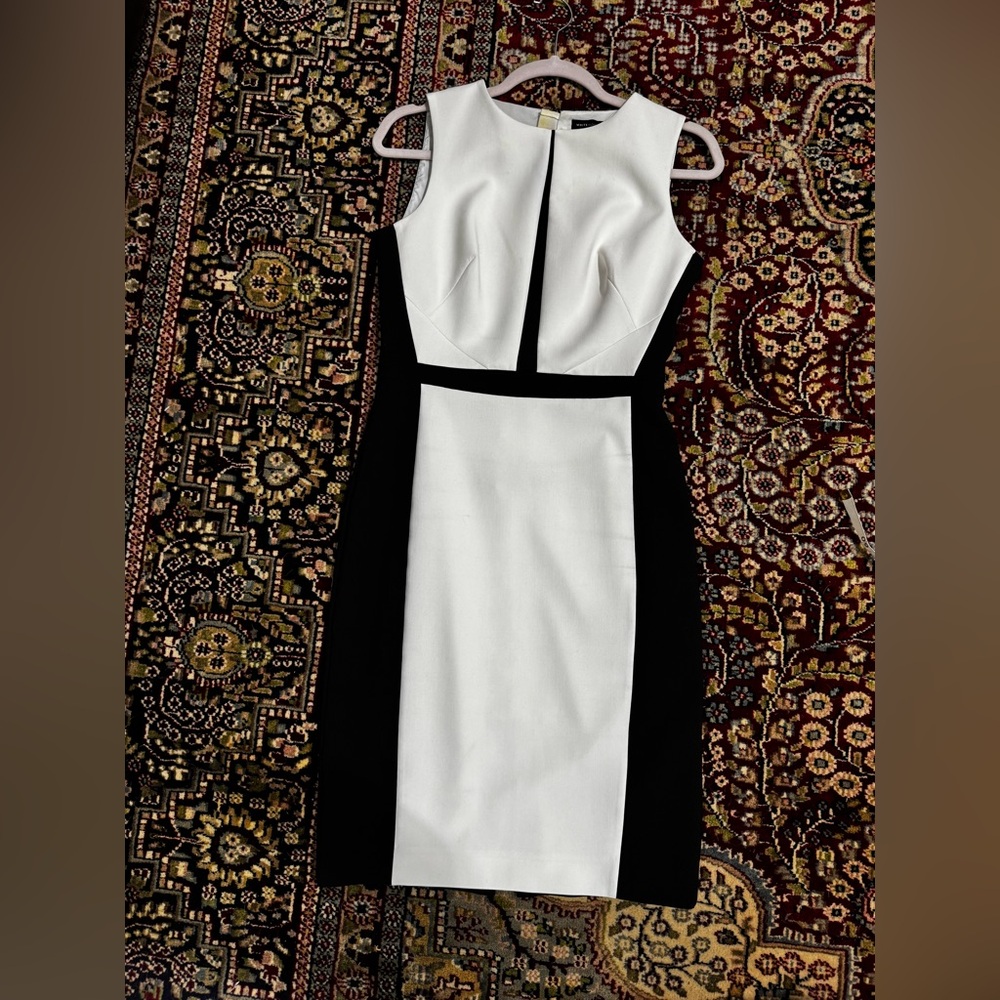White House Black Market Black and White Midi Dress